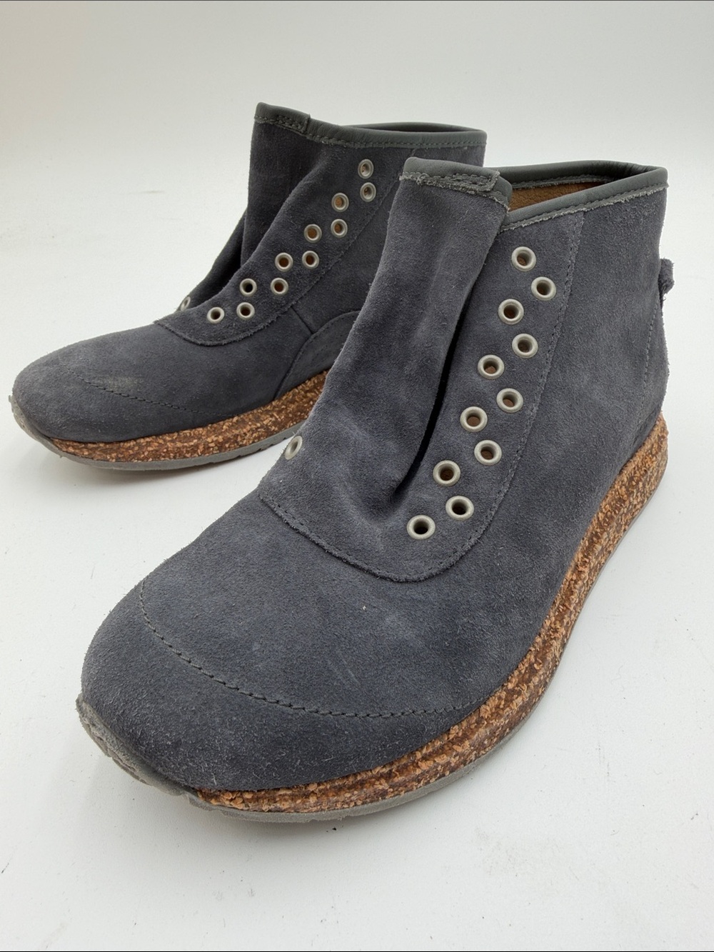 BIRKENSTOCK Atlin sz37 Graphite Suede High-Top Booties with Cork Midsole - Picture 3 of 11